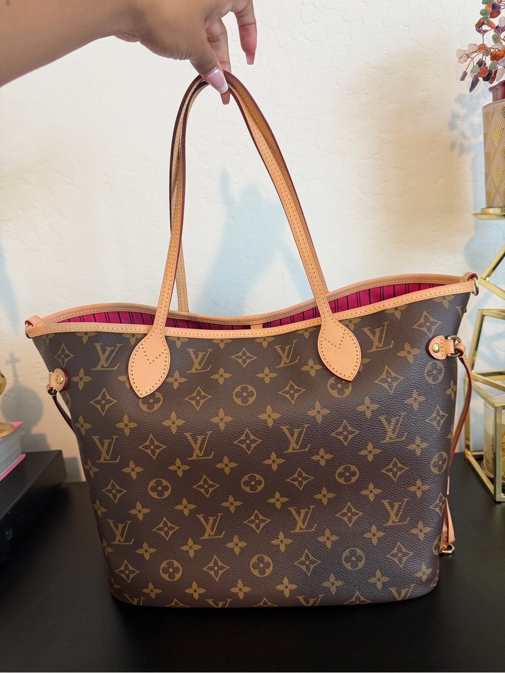 Louis Vuitton Neverfull Bandoulière Inside Out MM Rose Pondichery